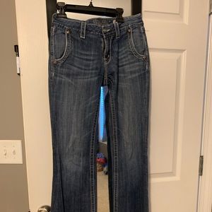 Dark washed, boot cut, MISS ME jeans